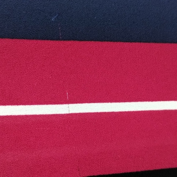 Worthington striped blouse size large maroon pink and tan w tie flutter sleeve - Picture 6 of 12